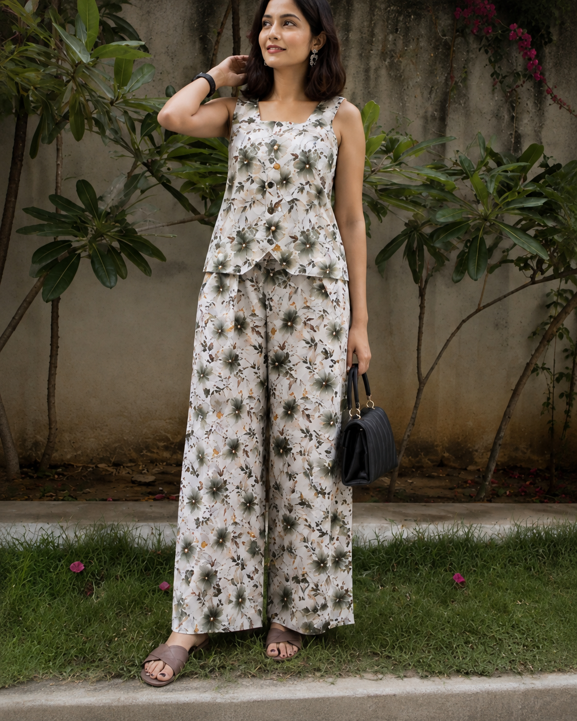 White Floral Printed Co-Ord Set