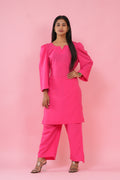 Fuchsia Elegance Puff Sleeve Kurta Set
