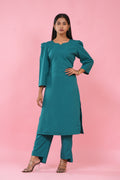 Teal Grace Puff Sleeve Kurta Set