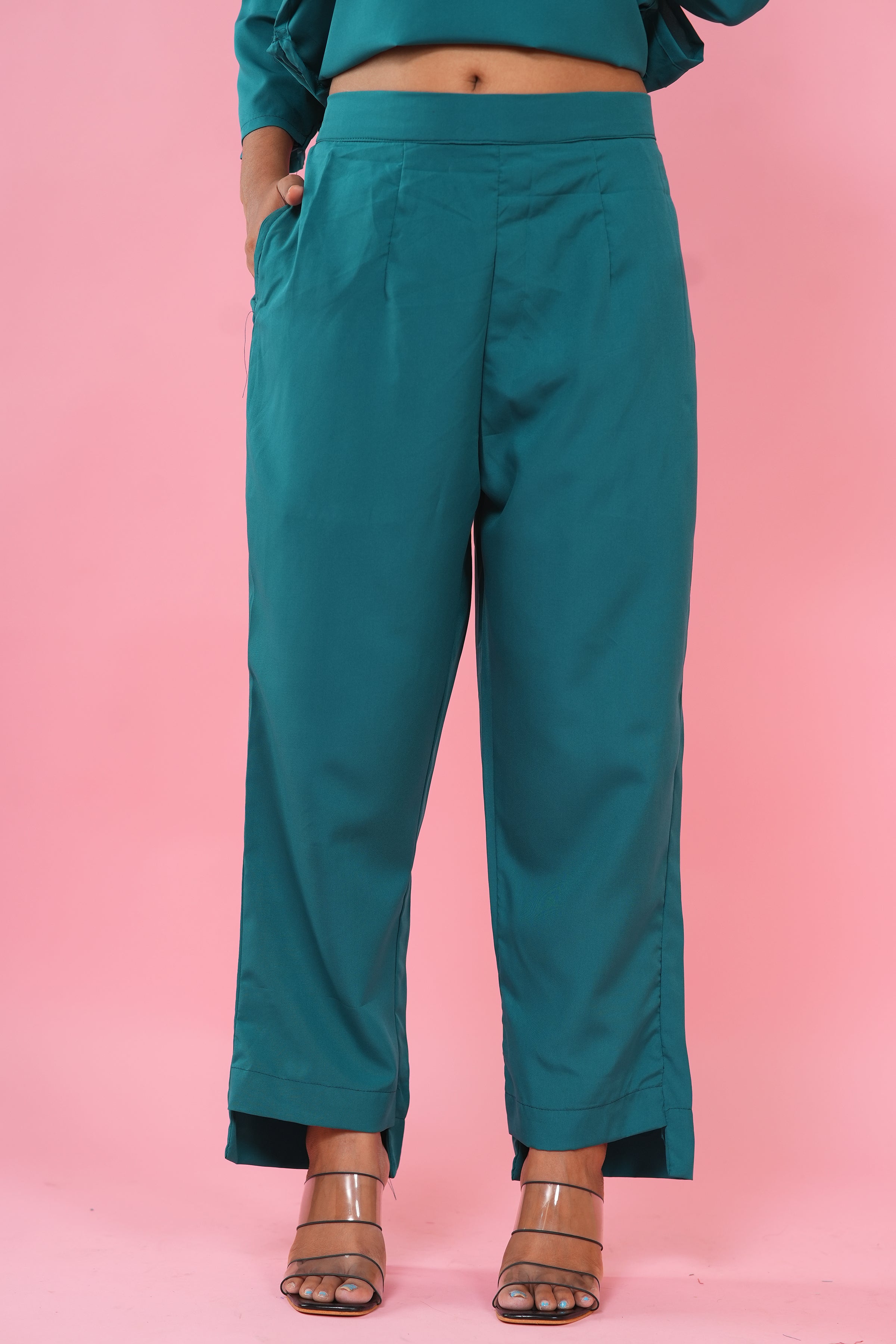 Teal Grace Puff Sleeve Kurta Set