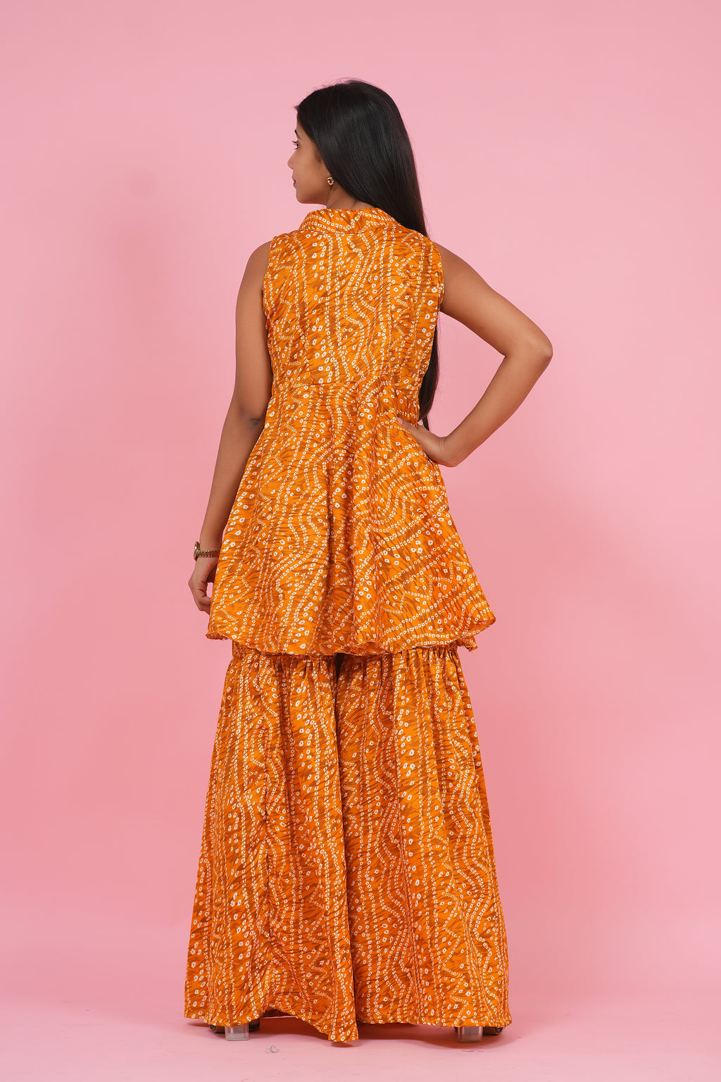 Sunburst Bandhani Peplum Sharara Set