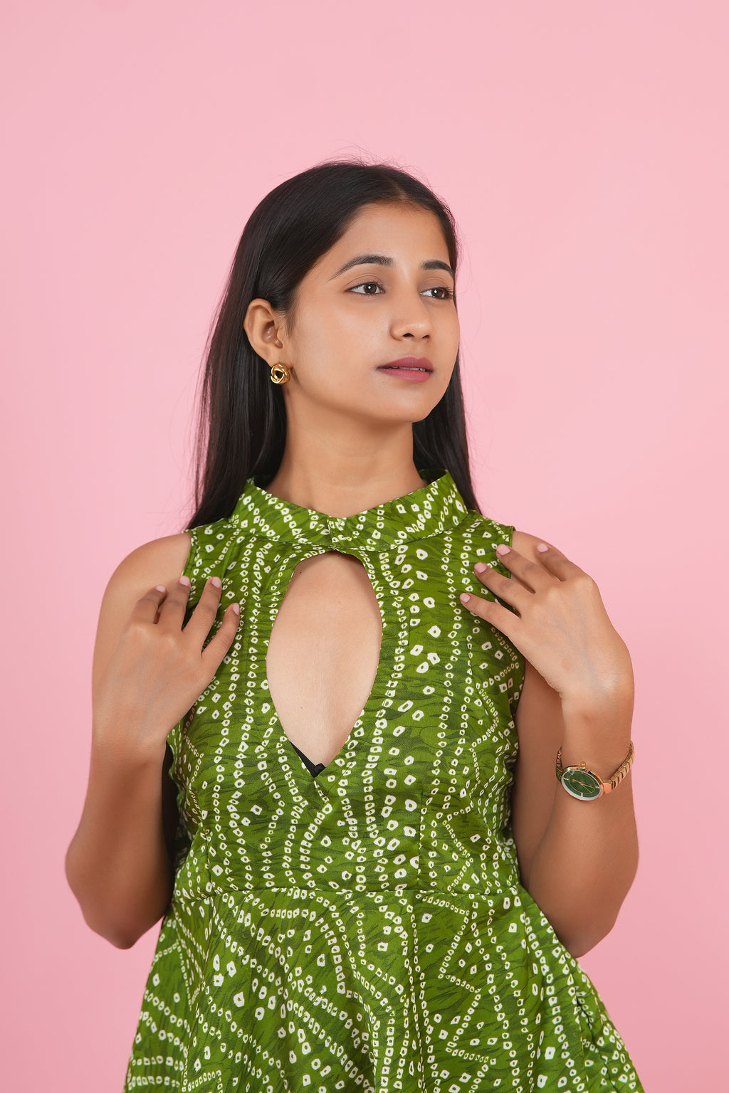 Olive Bandhani Peplum Sharara Set