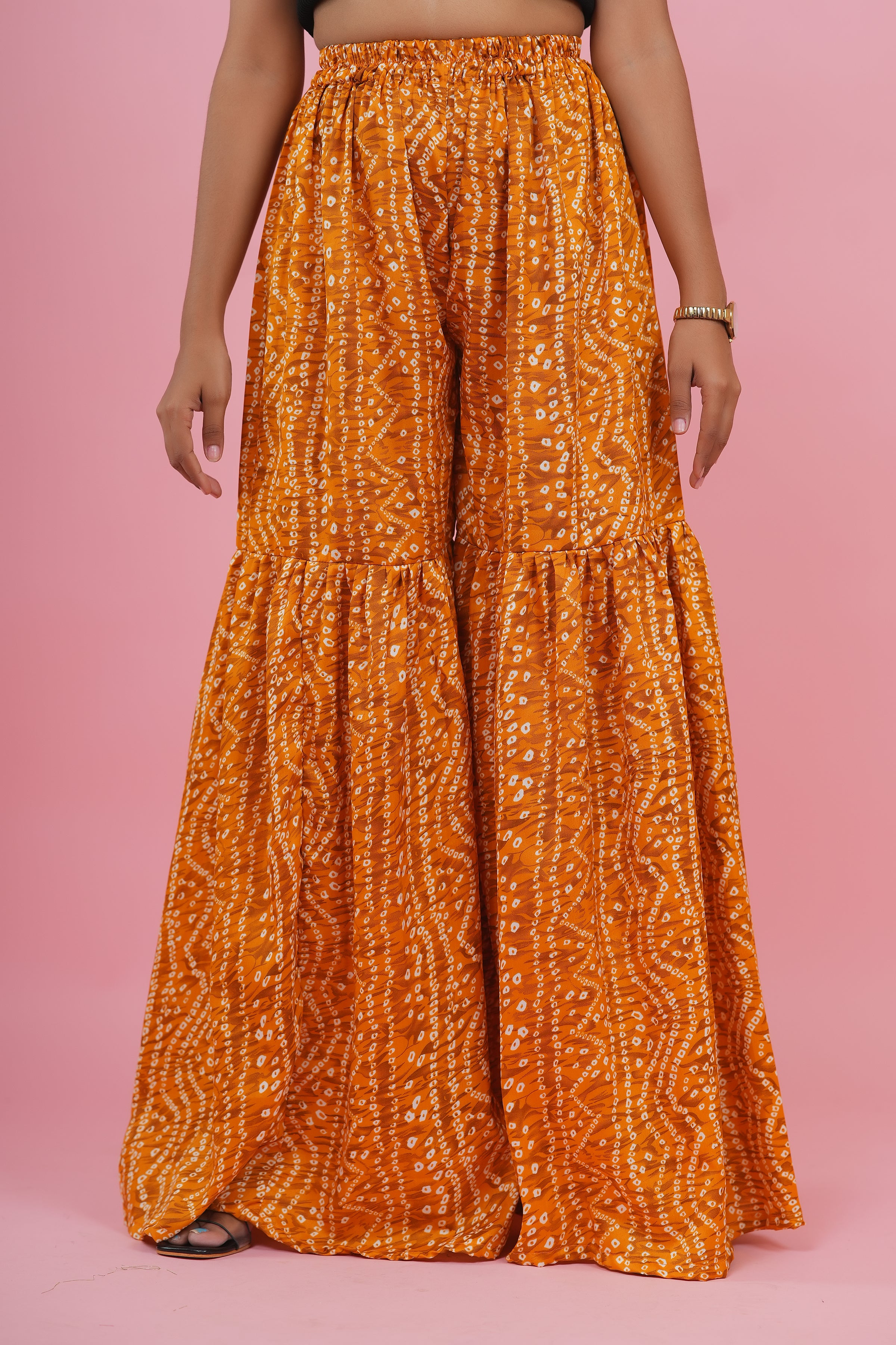 Sunburst Bandhani Peplum Sharara Set