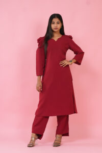 Rose Puff-Sleeve Kurta Set