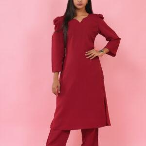 Rose Puff-Sleeve Kurta Set