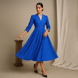 Royal Blue Polka Wrap Dress