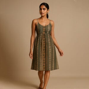 Olive Paisley Boho Dress