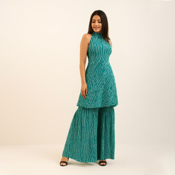 Maroon Bandhani Sharara Set