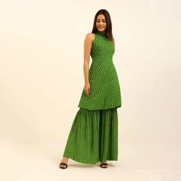 Maroon Bandhani Sharara Set