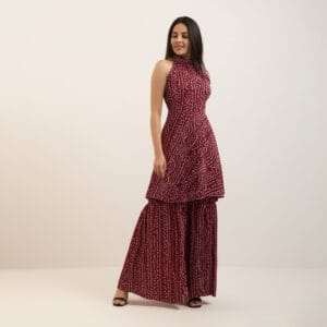Maroon Bandhani Sharara Set