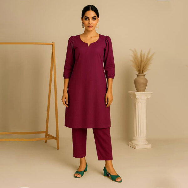 Rose Puff-Sleeve Kurta Set