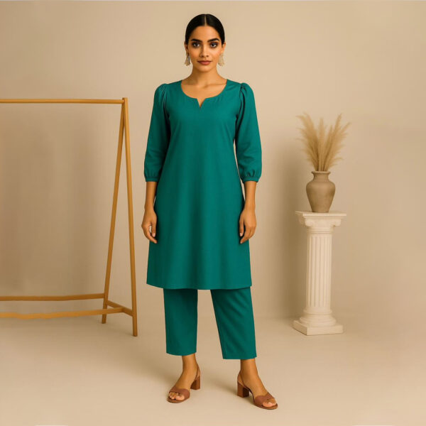 Rose Puff-Sleeve Kurta Set