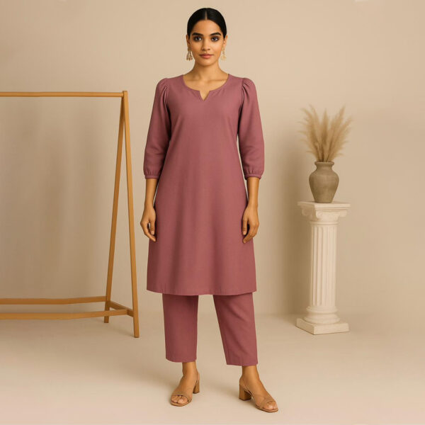 Rose Puff-Sleeve Kurta Set