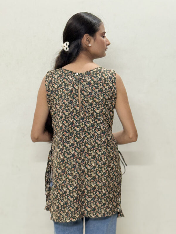 Black Floral Side-Tie Kurti - Image 2